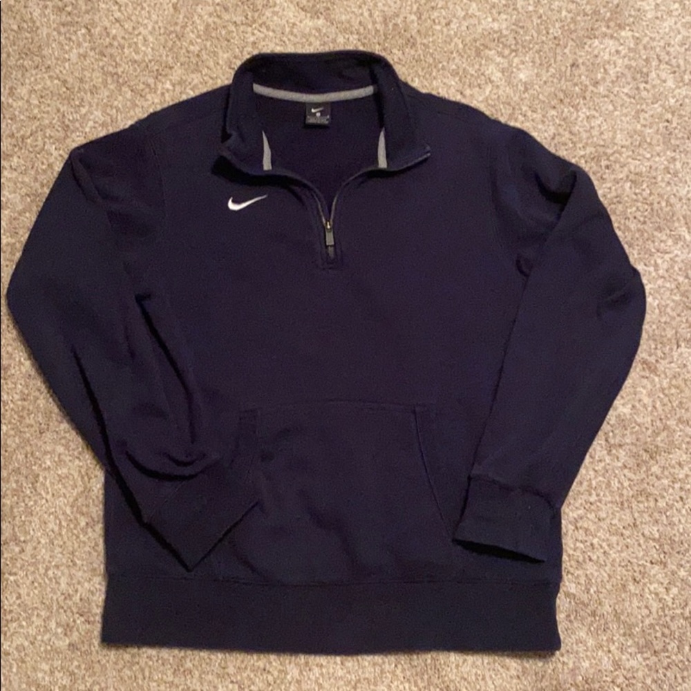 navy blue quarter zip sweatshirt